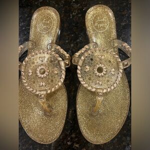 Jack Rogers GEORGIA Jelly Gold Sparkle Sandals SIZE 10